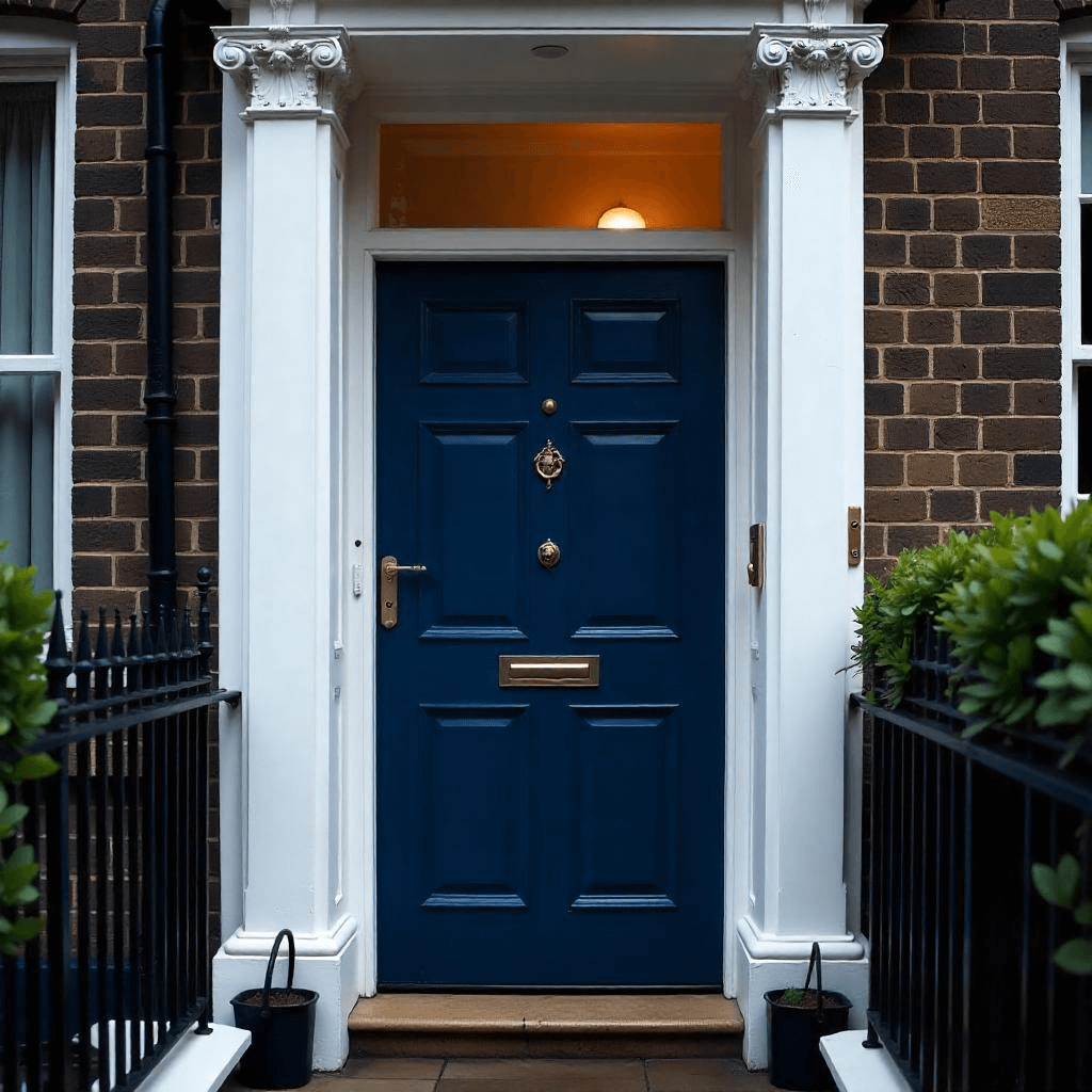 Navy blue door paint design
